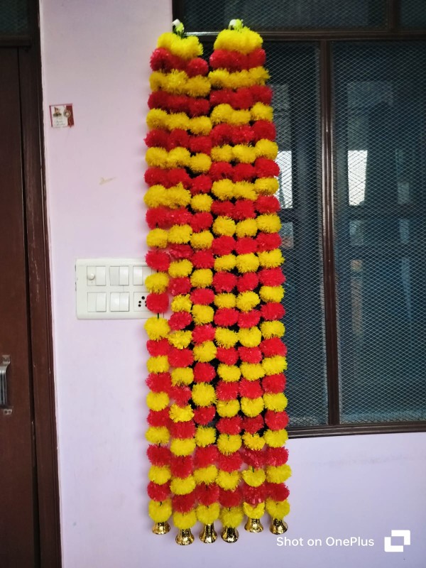 Artificial Marigold Fluffy Flowers for Door pack of 6.