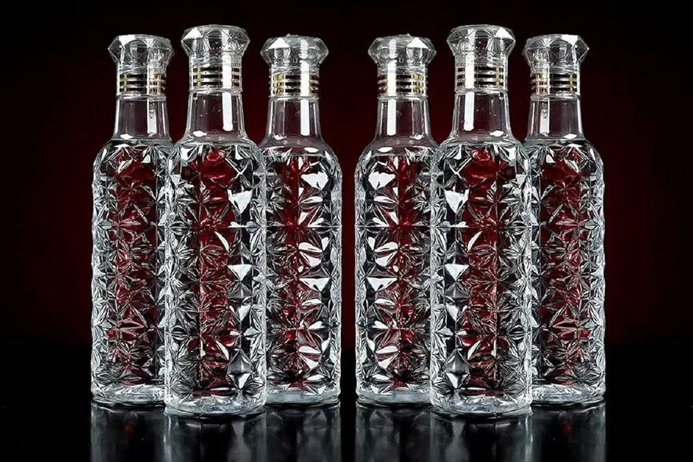 Diamond Cut Plastic Water Bottles Set