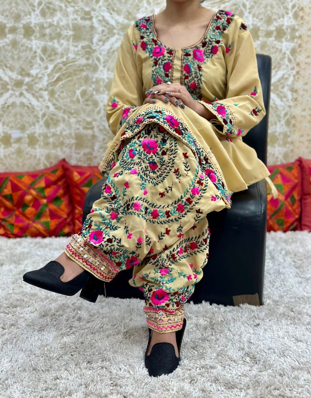 kurti with kantha work salwar