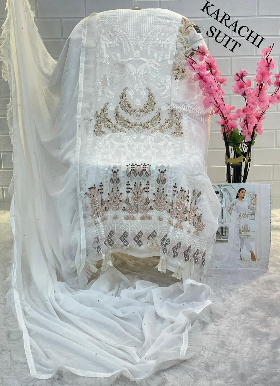Pure Georgette suit with work fancy dupatta