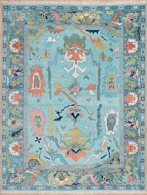 Sky blue printed carpet