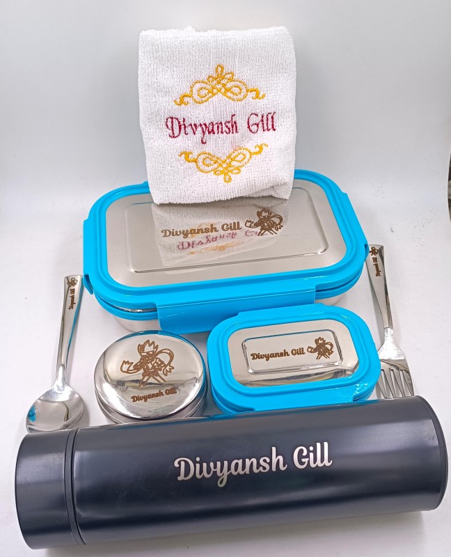 Personalized Tifin botel napkin combo gift set