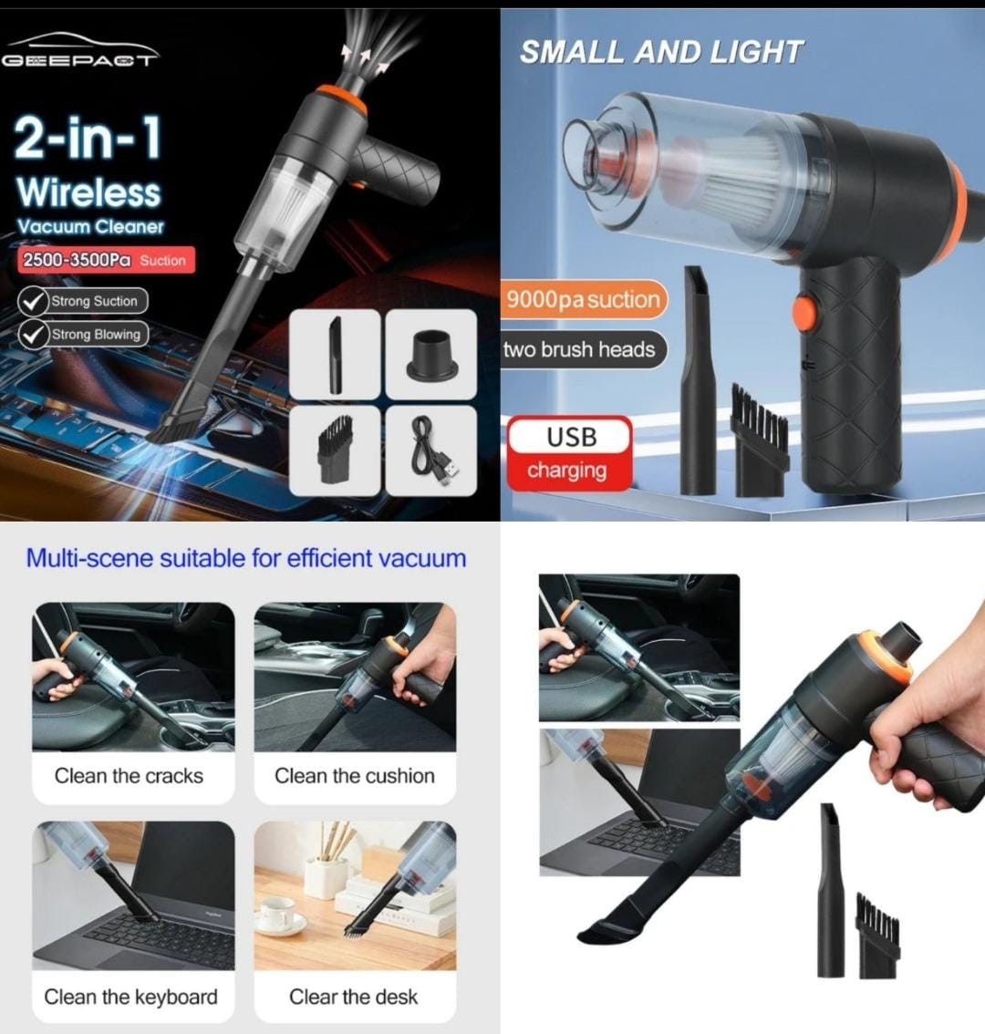 2in 1 Wireless Rechargeable Vaccum Cleaner for Car Home Office